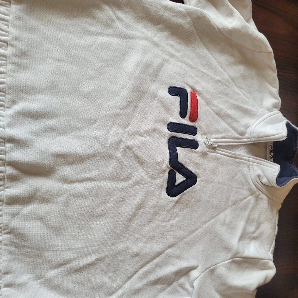 Vintage White Fila Pullover SweatShirt Size XLarge - Picture 3 of 6